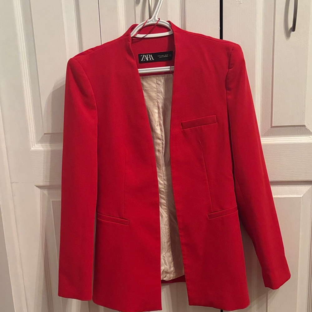 ZARA Red Open-Front Women's Blazer